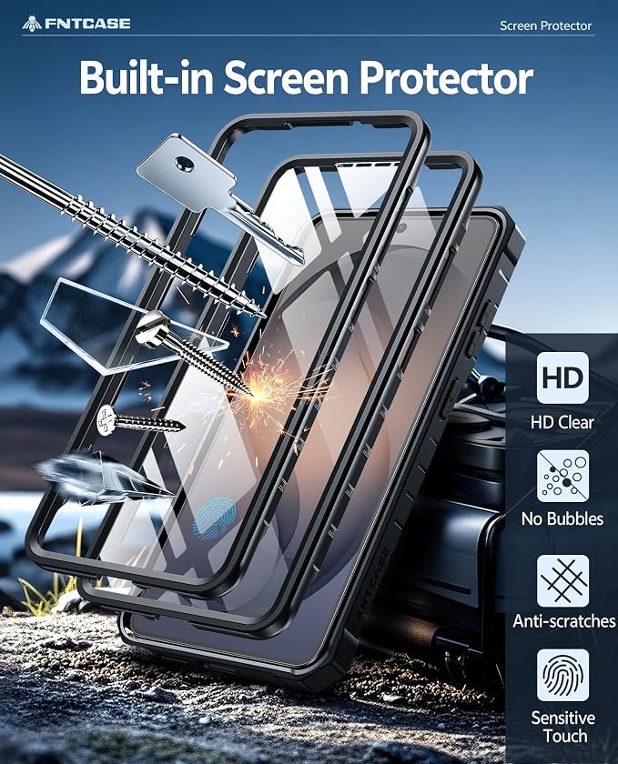 FNTCASE for 11 Pro XL Case Rugged Kickstand 2 Front Frames Black | Built-in Screen Protector 20FT Military-Grade Drop Protection Rugged Heavy Duty Shockproof Full Body Protective Cover
