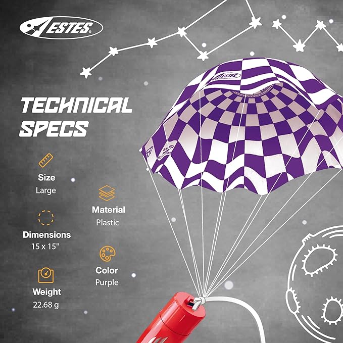 Estes 2265 15-Inch Parachute, Rocket Model Recovery Parachute, Rocket Model Kit Accessories for Ages 10+