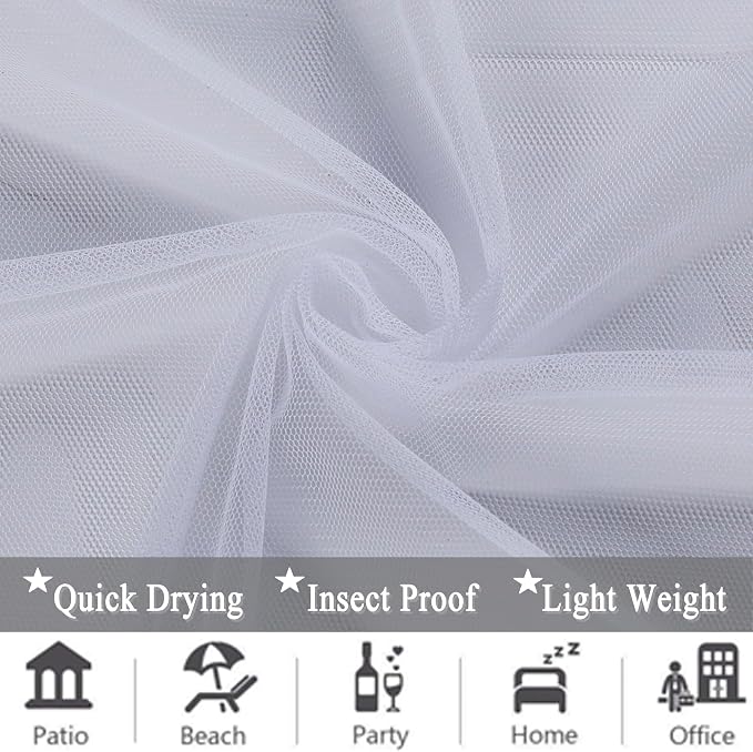 10 x 10 ft Outdoor White Tulle Backdrop Curtains Waterproof Voile Sheer Screen
