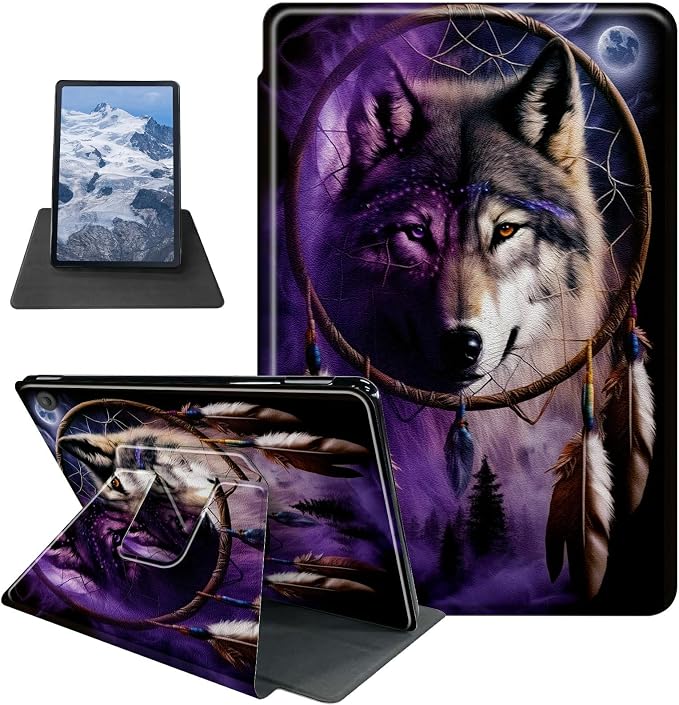 American Flag Deer Pattern Case for All-New Amazon Kindle Fire 7 Inch Tablet (9th/7th/5th Generation 2019/2017/2015 Release)360 Degree Rotating Stand Protective Cover with Auto Sleep/Wake