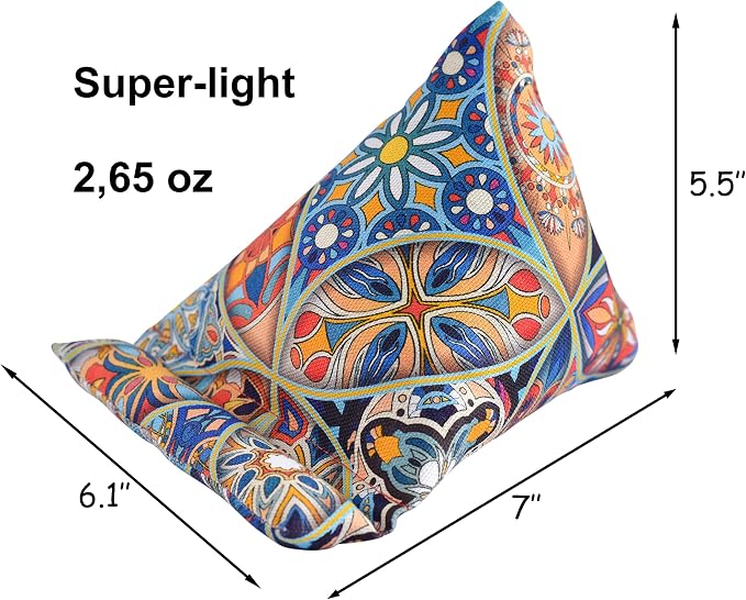 Handmade Phone Pillow Holder - The Wedge Mobile Device Stand - Fabric Phone Stand for All iPhones All Smartphones! 7 x 6.1 x 5.5 Inches (ABC)