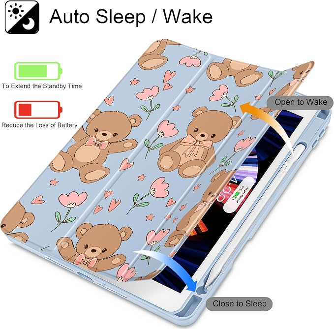 May Chen for iPad 9th Generation with Pencil Holder iPad 8th/7th Gen Case 10.2-inch [Penceil Holder] Trifold Stand Auto Wake/Sleep Clear TPU Protection Back Cover Ballet Shoes