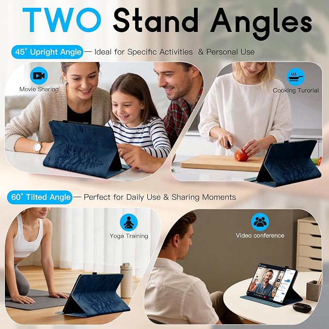 Galaxy Tab S10 Lite / S10 FE / S9 FE Case(10.9 Inch) Frozen Lake Premium Leather with Soft-Touch Feel Built-in Card Slots Adjustable Kickstand Slim and Lightweight ICY Blue
