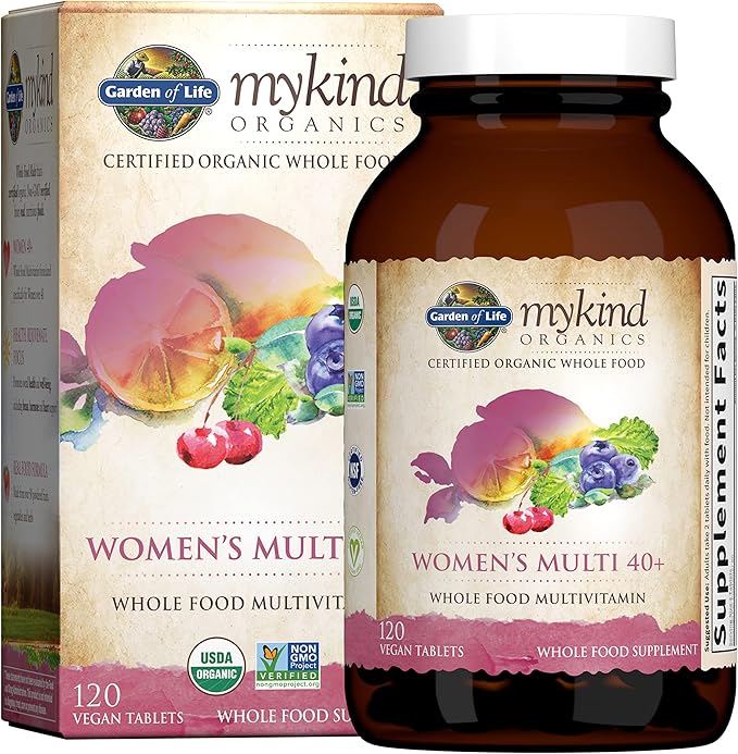 Garden of Life Organics Vitamins for Women 40 Plus - 120 Tablets &, Raw Vitamin Code Vitamin C, 120 Veg Capsules