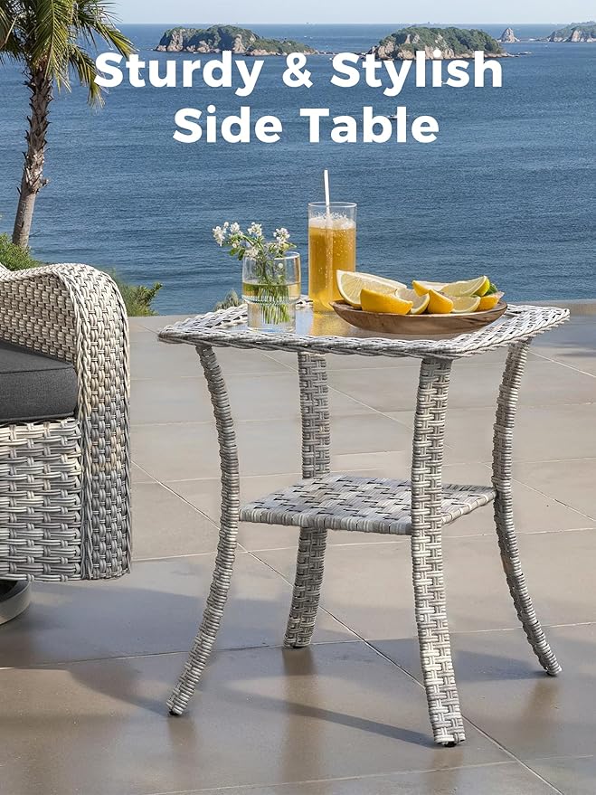 15 Piece Outdoor Wicker Rattan Sectional Sofa Set with Swivel Chairs, 12-Seats with 4" Thickened Cushions & Coffee Table, All-Weather PE Rattan for Garden, Backyard, Porch, Black