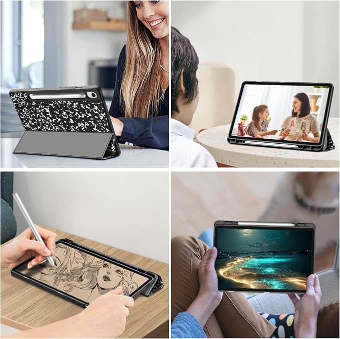 Fintie Slim TPU Case for Samsung Galaxy Tab S10 Lite/S10 FE/S9 FE 5G 10.9 | Tri-Fold Viewing Stand Full Protection S Pen Holder Auto Sleep Wake Black