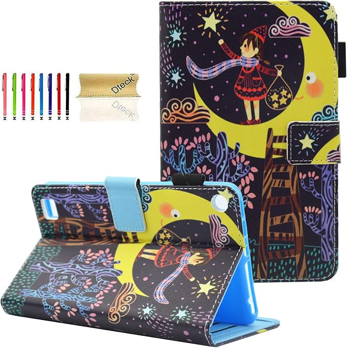 Case for Kindle Fire 7 TabletDteck Full Protective Flip Adjustable Stand Auto Wake/Sleep Smart Cover with Pencil Holder for Kindle Fire 7 Tablet 9th/7th/5th Generation 2019/2017/2015 ReleaseKing Dog