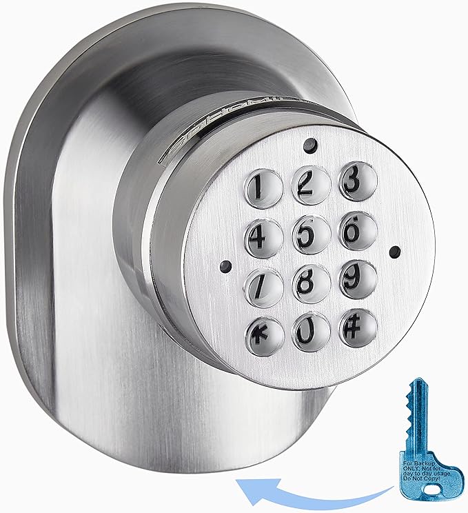 SoHoMiLL® Electronic Keypad Door Knob SoHo Mill® and Lock Set with Backup Mechanical Key (Spring Latch Lock; Not Deadbolt; Not Phone Connected), Single Front keypad YL 99 Upgraded Model-B