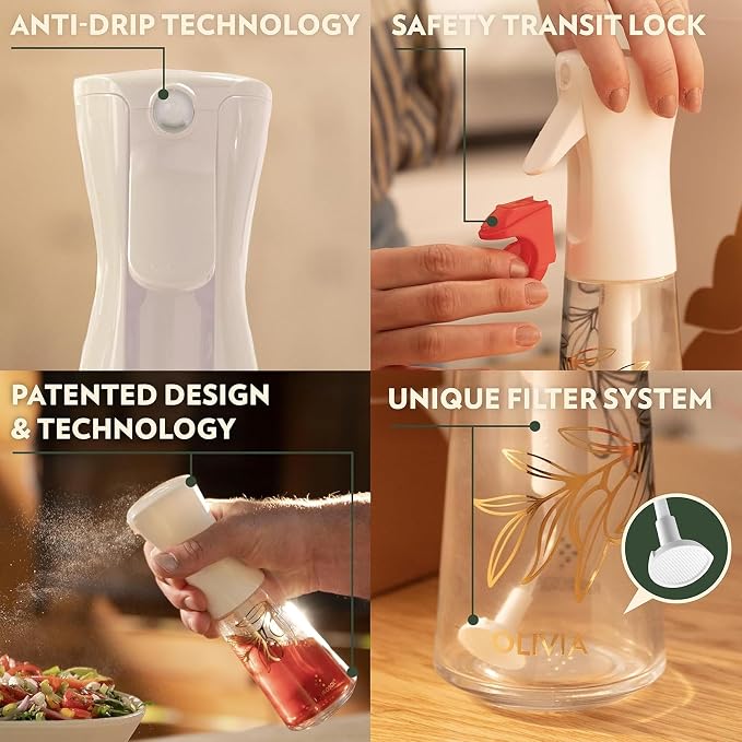 FLAIROSOL OLIVIA Oil Sprayer for Cooking, 200ml Glass Olive Oil Sprayer