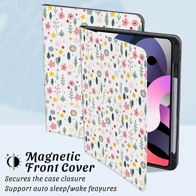 Cute Maple Bear Case for 10.2 iPad 2019/2020/2021(7th/8th/9th Gen) with Pencil Holder Auto Wake/Sleep Leather Soft TPU Back Cover for Women Girls