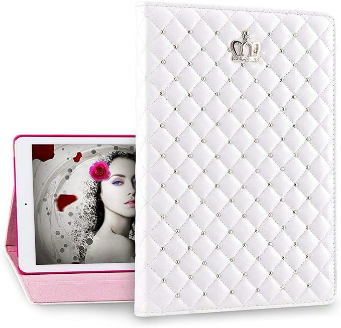for iPad 10.2 Case 9th/8th/7th Generation (2021/2020/2019) Crown Bling Diamond Cute Elegant PU Leather Smart Auto Sleep/Wake Stand Shockproof Protective Case for Apple iPad 10.2 inch (Black)