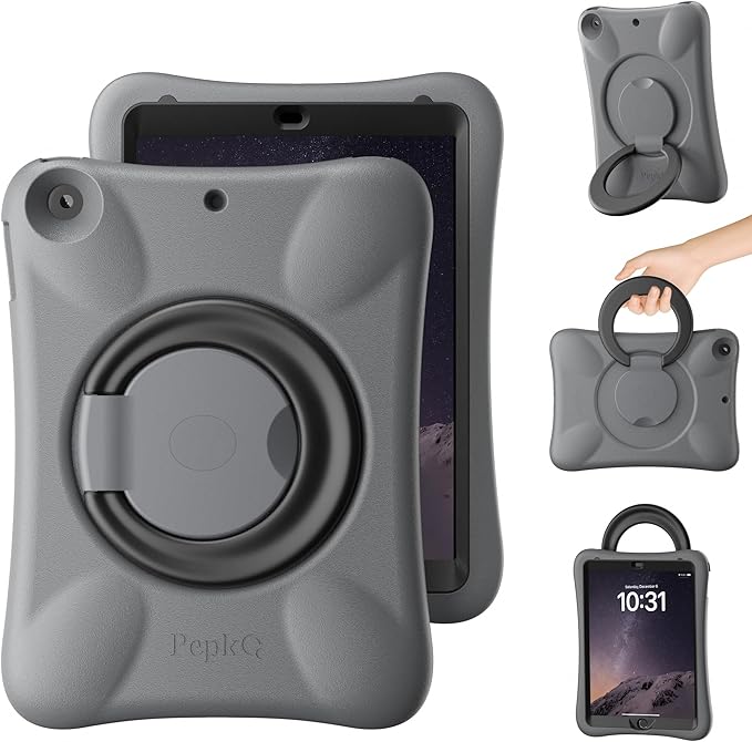 Pepkoo Case for iPad 9.7 Inch 5th/6th Gen &amp Air/Air 2 Shockproof Cover | EVA Shockproof Design with Adjustable Stand. Full-Body Coverage for Study Reading and Daily Use with Flexible Bracket.
