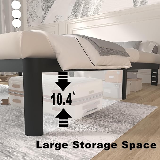 ITIMIDI 12 Inch Twin Bed Frames, Twin Size Bed Frames, Safety Design with Rounded Corner Legs, DIY Headboard Hole, Heavy Duty Platform Support Up to 3500 lbs, No Box Spring Needed, Noise Free, Black