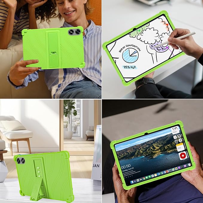 ATOOZ for SHARECLOUD P10_T Tablet Case 10.1 inch 2025Black | Soft Silicone Kids Case for Frameflow P10_A Tablet with PC Stand