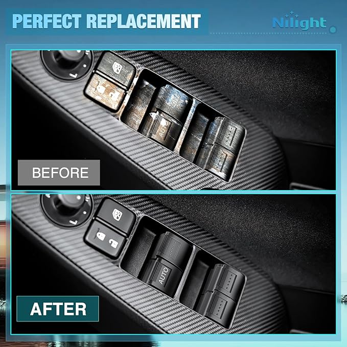Nilight Power Master Window Switch Compatible with 2001 2002 2003 2004 2005 Honda Civic 2002-2006 Honda CR-V Sport Utility Front Left Driver Side Replacement Button Windows Switches Set