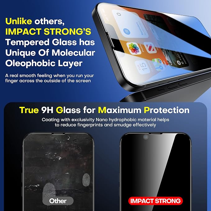 ImpactStrong Anti-Spy Privacy Screen Protector for iPhone 11 / iPhone XR (6.1-Inch) 9H Tempered Glass Shatter-Resistant Anti-Scratch Easy Install Kit Case Friendly 2-Pack