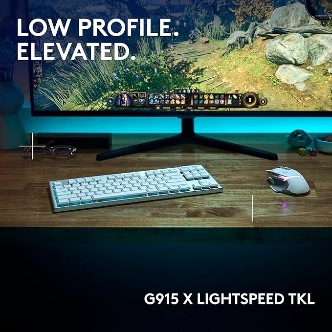 Logitech G915 X Lightspeed TKL Low-Profile Wireless Gaming Keyboard, Double-Shot PBT Keycaps, Fully Programmable Keys, RGB Backlighting, Sleek Aluminum Finishing, GL Brown Tactile - PC/Mac - Black