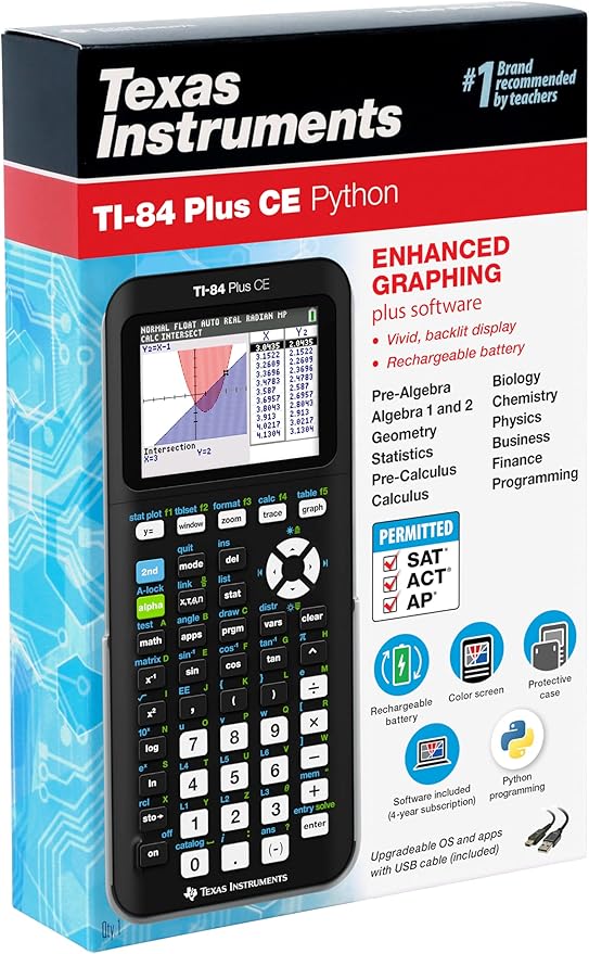 Texas Instruments TI-84 Plus CE Color Graphing Calculator, Black