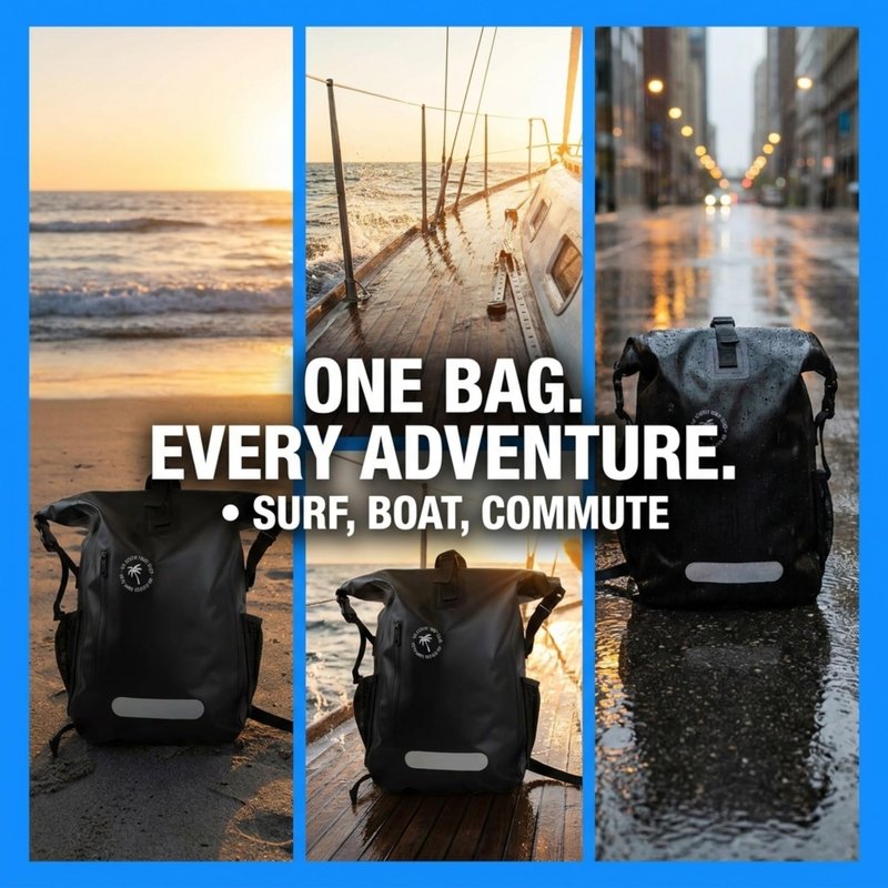 Ho Stevie! 25L Waterproof Surf Backpack - Built For Adventure - Roll Top Closure Keeps Your Gear Dry In Bag