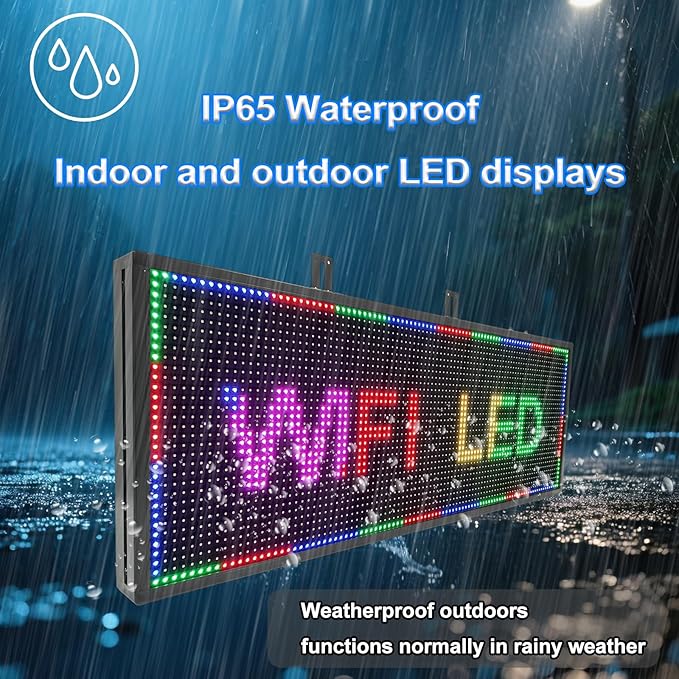 P10 LED Signs, Scrolling Led Programmable Sign Display 39"x14" , Multiple Colors Digital Message Board LED Open Signs For Business, WiFi Control Display Screen Menu Board Custom Banner Word, Outdoor and Indoor