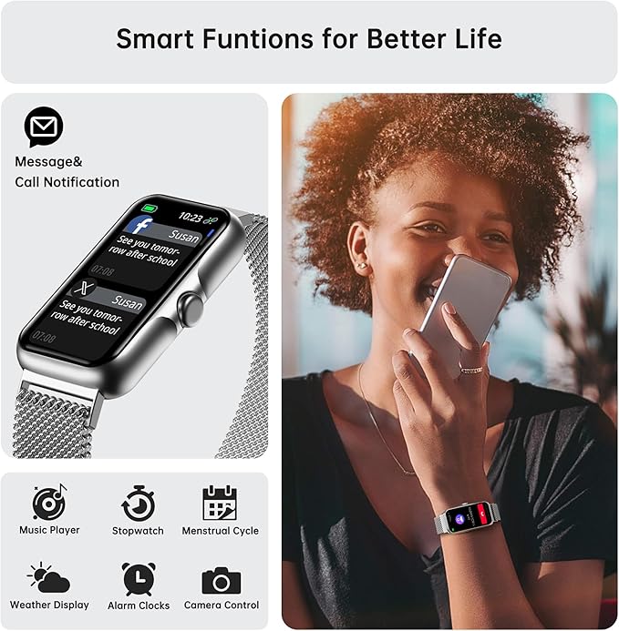 Sunorshop Health Fitness Tracker, Smart Watch with 24/7 Heart Rate and Blood Oxygen Monitor, Sleep Tracker with IP68 Waterproof, Activity Tracker Pedometer Step Counter for Women Men (Silver Gray)