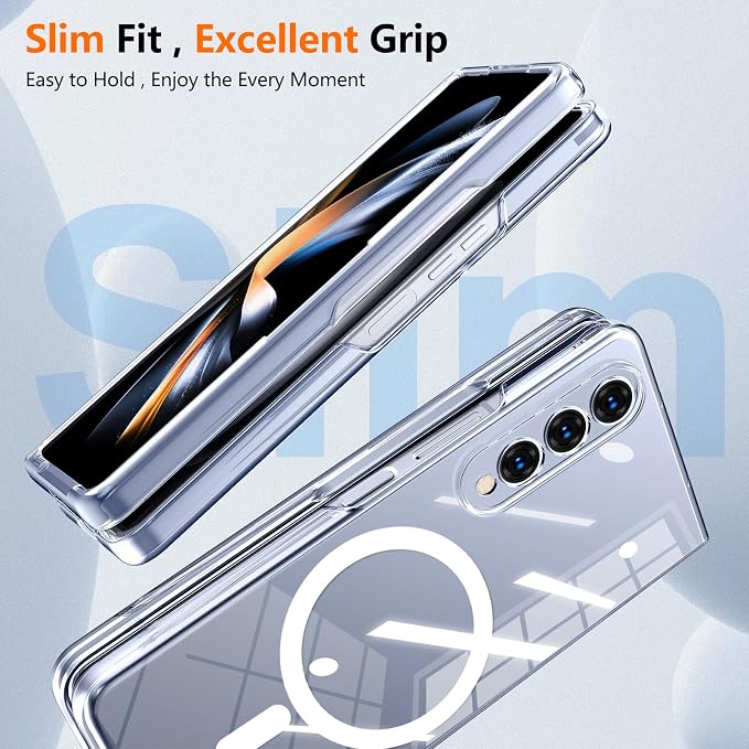for Galaxy Z Fold4 CaseBuilt-in Magnet CircleWireless Charging | Military-Grade Shockproof case Cover for Samsung Galaxy Z Fold4Anagallis