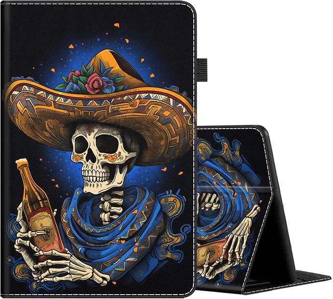 Case for All-New Amazon Fire HD 10 and 10 Plus Tablet (13th/11th Generation 2023/2021 Release) 10.1 Multi-Angle Smart Stand Cover Auto Sleep/Wake Skull and Fire