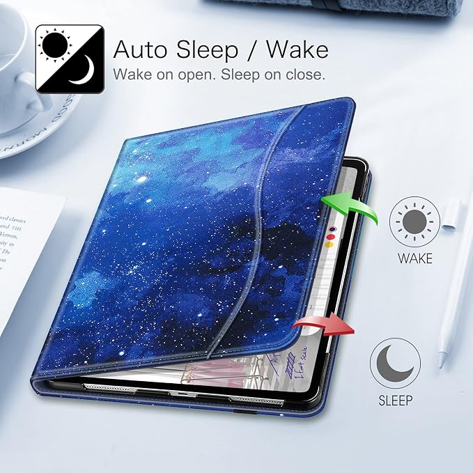 Fintie Multi-Angle Folio Case for iPad Pro 12.9 6th/5th/4th/3rd Generation | Multiple Viewing Angles Pencil Holder &amp Storage Pocket Drop Protection Pencil Charging Auto Sleep/Wake Blooming Hi