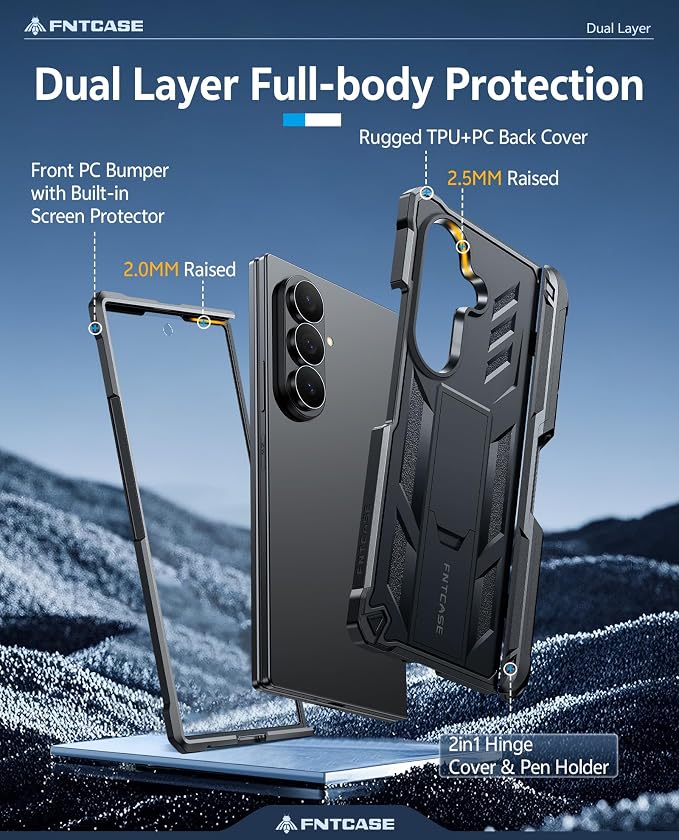 FNTCASE for 11 Pro XL Case Rugged Kickstand 2 Front Frames Black | Built-in Screen Protector 20FT Military-Grade Drop Protection Rugged Heavy Duty Shockproof Full Body Protective Cover