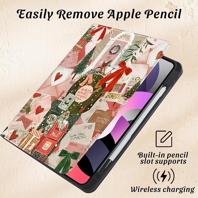 Cute Maple Bear Case for 10.2 iPad 2019/2020/2021(7th/8th/9th Gen) with Pencil Holder Auto Wake/Sleep Leather Soft TPU Back Cover for Women Girls
