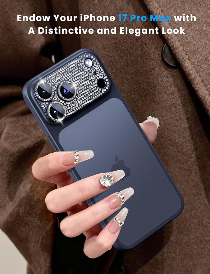 for iPhone 17 Pro Camera Lens Protector - 12FT Shatterproof | Military Grade Protection Strong Adsorption 9H+ Tempered Glass Camera Screen Full Protective Cover Case Friendly Black