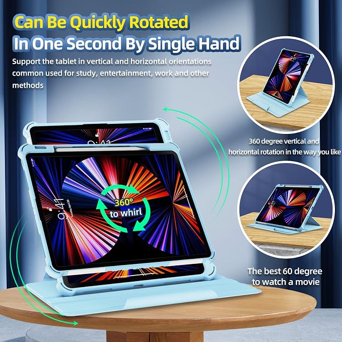 Kids Case for iPad Pro 11 M5/M4 &amp iPad Air 11 (2026/2025/2024) Shockproof Case with Pencil Holder Techcircle Light EVA Foam Handle Stand Bumper Protective Child Friendly Drop Proof Cover Black