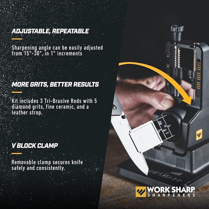 Work Sharp Precision Adjust Elite & Guided Field Knife Sharpener Kit - Professional Sharpening System for Kitchen, Pocket & Outdoor Knives - Complete 2-Piece Bundle Set