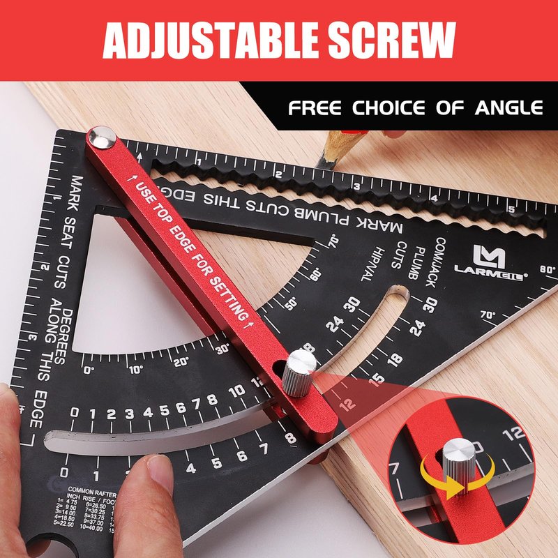 LARMEIL Carpenter Square 7 inch Woodworking Tools Adjustable Rafter Square Carpenter Tools, Combination Square Framing Square, Aluminium Carpentry Squares, Gift for Carpenters