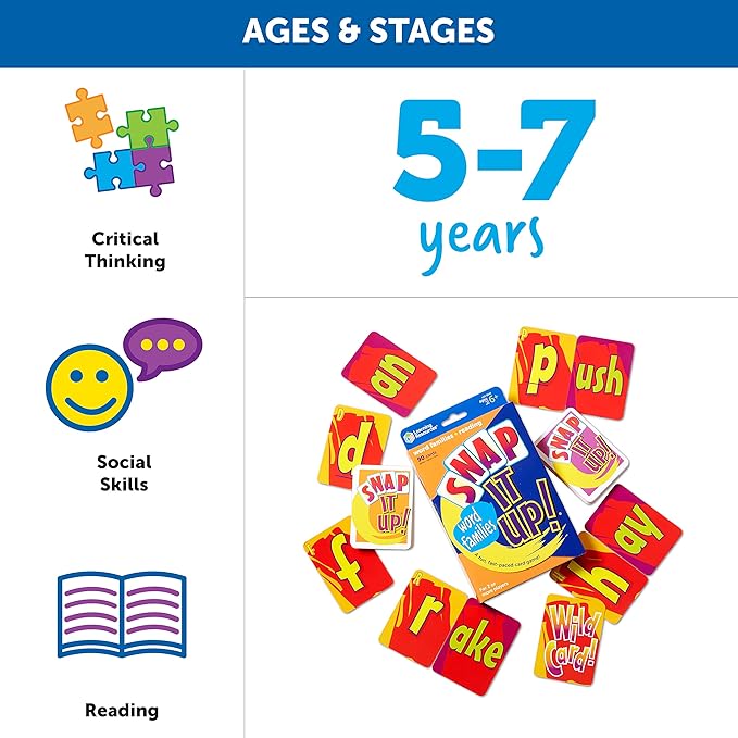 Learning Resources Snap It Up Phonics - Reading Card Game, Sight Words Flash Cards, Phonics Family Board, ABC Classroom Must Haves, Toddler Activities, Homeschool Supplies, Montessori
