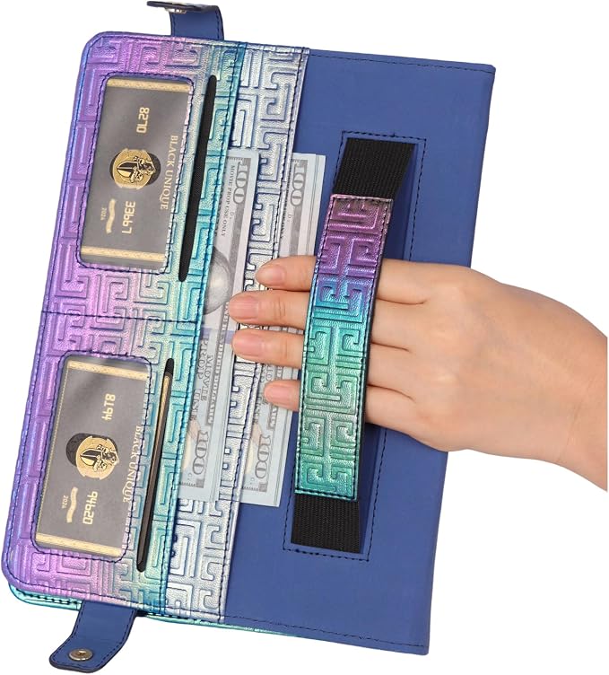 Handbag Case for Samsung Galaxy Tab S10 FE/S9 FE 10.9/S9/S8/S7 11 Techcircle Folio Stand Crossbody Wallet Protective Cover with S Pen Holder &amp Card Slots Hand Strap &amp Shoulder Strap Black