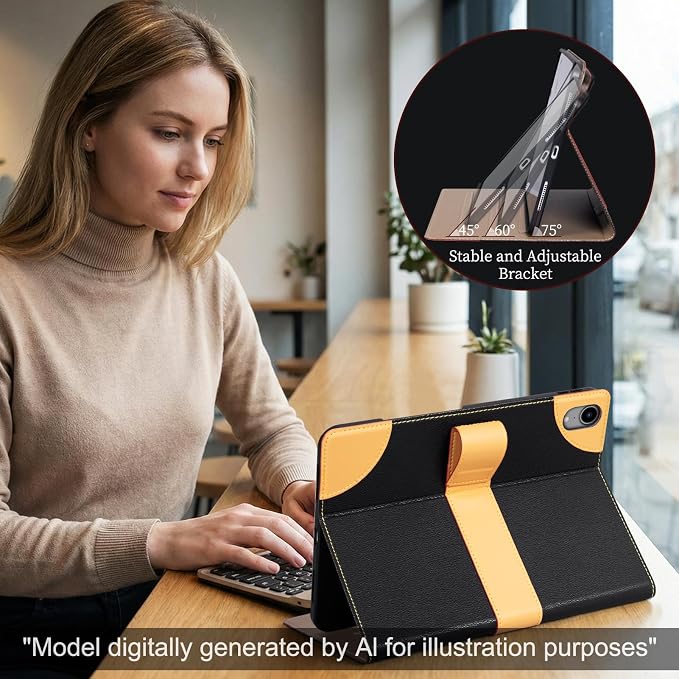 Case for iPad mini 7 (A17) ProiPad mini 7th/6th Gen (2024/2021) | Microfiber Leather Folio Cover with Adjustable Multi-angle StandAuto Sleep/WakeShockproof Protection CaseBlack