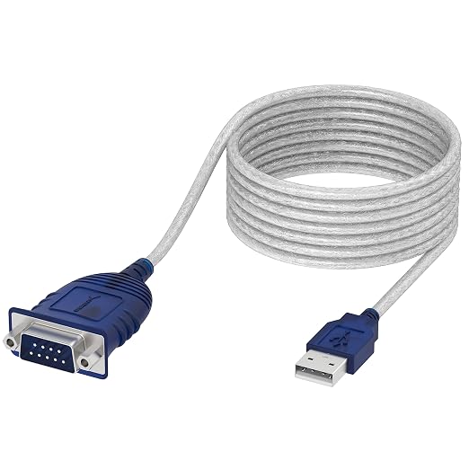 SABRENT USB 2.0 to Serial DB9 RS232 Converter Cable 10ft (CB-9PTF) | Prolific chipset hexnuts 9-pin Windows 10-XP macOS 10.6+ 10 feet