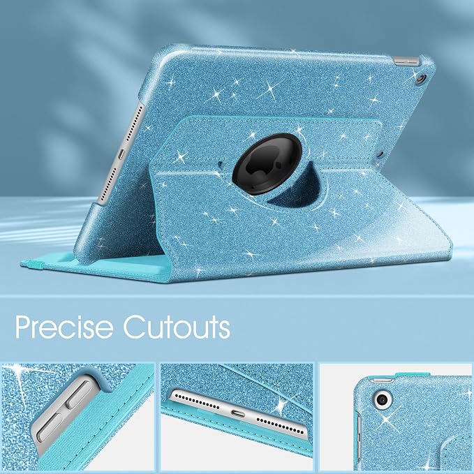 Fintie 360° Rotating Case for iPad 9th / 8th / 7th Generation 10.2 Inch | Swivel Stand Portrait &amp Landscape Viewing Shockproof Cover with Pencil Holder Auto Wake/Sleep Aqua Wave