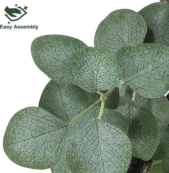 Faux Eucalyptus Tree 5FT Tall Artificial Eucalyptus Tree Indoor Outdoor, Fake Eucalyptus Plant with Green Silver Dollars Silk Leave, Fake Floor Plants, Present for Friend Housewarming Decor