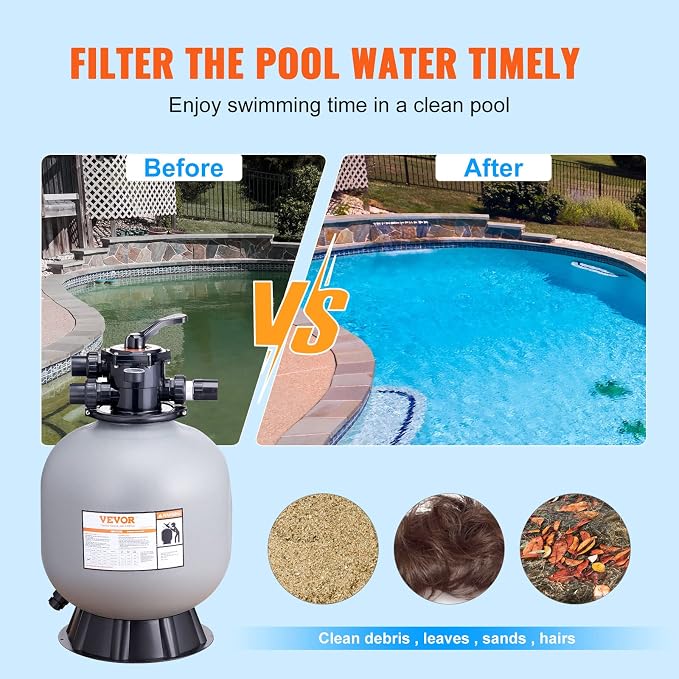 VEVOR 22 Inch Sand Filter, Above Inground Swimming Pool Sand System