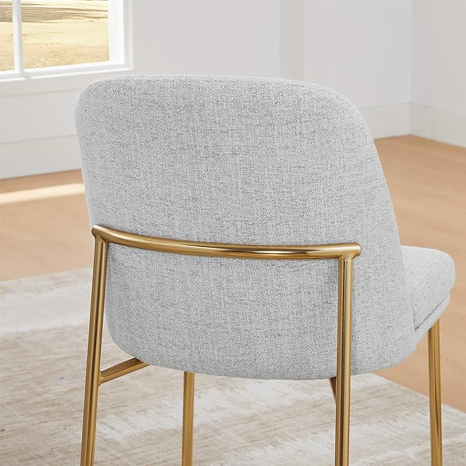 CHITA Modern Dining Chairs Set of 3, FSC Certified Metal Dining Chair for Dining Room, Light Gray