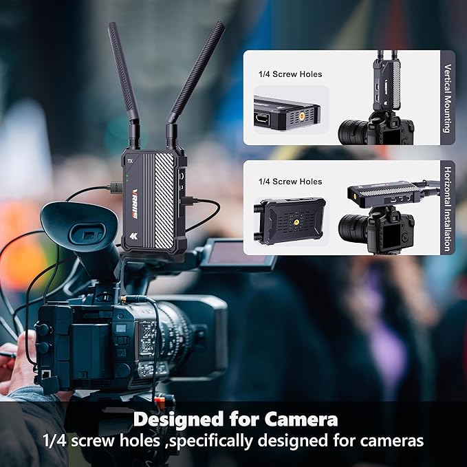 Wireless HDMI Transmitter and Receiver,1150ft Los Range,4K UHD Wireless Video Transmission System with 0.1S Latency, for Streaming from DSLR/PC/Laptop to TV/Monitor (WL095P TX+RX)