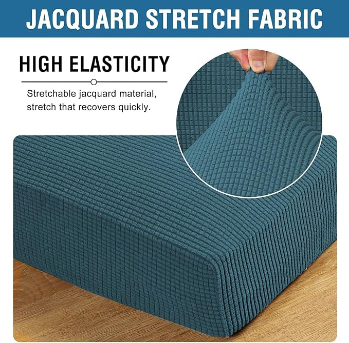 H.VERSAILTEX Super Stretch Individual Chaise Cover Sectional Couch Covers for L Shaped Sofa Both Left/Right Featuring Thick Jacquard Textured Twill Fabric (1 Piece Chaise Cover, Deep Teal)