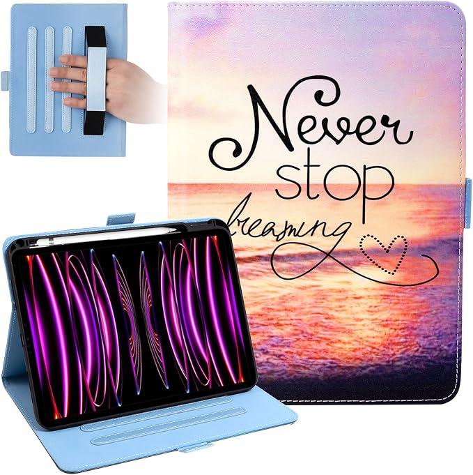 Dteck for iPad A16/10th Generation 10.9 Inch 2022 Case with Pencil HolderPremium PU Leather Folio Multiple Viewing Angles Stand Cover Auto Wake/Sleep Protective Tablet Cases for Women MenBookshelf