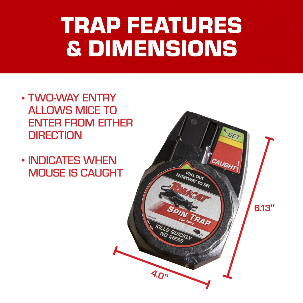 Tomcat Spin Trap for Mice,Fully Enclosed Mouse Trap Provides a Quick,No-Mess Kill,2 Traps,(Pack of 8)
