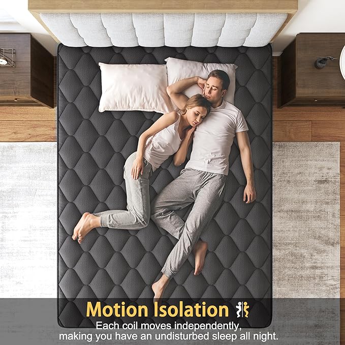 Twin Mattress, 14 Inch Medium Hybrid Mattresses Euro Top for Back & Lumbar Support, 100 Night Trial, Individual Pocket Spring Bed for Motion Isolation & Pressure Relief