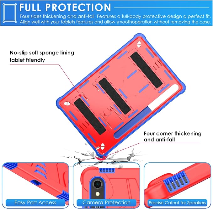 DETUOSI Case for Samsung Galaxy Tab S10 Lite / S10 FE / S9 FE 10.9-Inch with S Pen Holder + Shoulder Strap3-Layer Hybrid Heavy Duty Full-Body Shockproof4-Angle Viewing Protective Cover