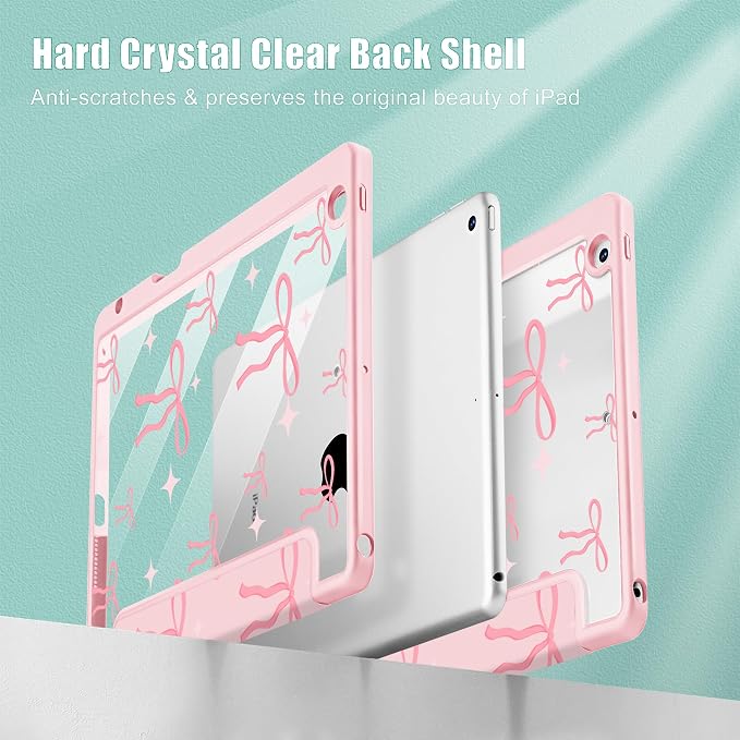 May Chen for iPad 9th Generation with Pencil Holder iPad 8th/7th Gen Case 10.2-inch [Penceil Holder] Trifold Stand Auto Wake/Sleep Clear TPU Protection Back Cover Ballet Shoes