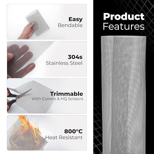Stainless Steel Wire Mesh 10-Pack 12×8 Inches – Durable, Windows etc.